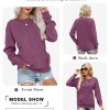 Womens Long Sleeve Sweatshirt Casual Crewneck Plain Pullover Tops with Pockets