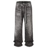 Mens Rhinestone Jeans Vintage Baggy Sparkly Pearl Bling Jeans Chic Wide Leg Denim Pants Womens Y2K Grunge Clothes