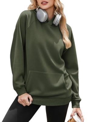 Womens Fleece Hoodies Soft Midweight Casual Hooded Sweatshirts Y2K Fall Winter Pullover Tops Kangaroo Pocket