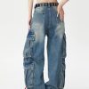 Baggy Cargo Pants for Men Women Wide Leg Jeans Y2k Hip Hop High Waisted Pants Casual Streetwear Grunge Clothes Black
