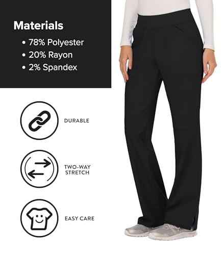 Women Scrub Pant with Straight Leg Pull-on Pant Medical Bottom with 4 Pocket & 2-Way Stretch Fabric - WW110