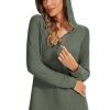 Hoodies for Women Waffle Knit V Neck Oversized Sweatershirt Button Down Drawstring Hooded Pullover Tops for Fall 2025