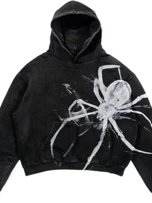 Y2K Goth Hoodie Skull/Spider Print Streetwear Unisex Oversized Sweatshirt for Men Women Vintage Harajuku Fashion