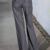 Low Rise Cargo Wide Leg Pants for Women Drawstring Flap Pockets Y2K Bow Tie Casual Flare Pants