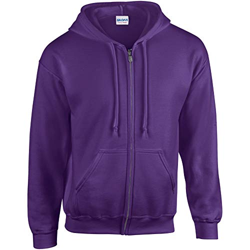 Heavy Blend Unisex Adult Full Zip Hooded Sweatshirt Top (M) (Purple)