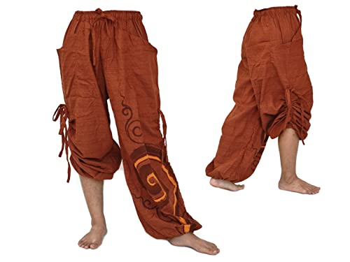 Baggy Harem Pants Men Women, Wide Leg Yoga Lounge Trousers, Adjustable Length, 2 Pockets, One Size