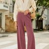Women's Corduroy Pants Casual High Waisted Baggy Wide Leg Elastic Waist Loose Trousers with Pockets