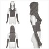 Women’s Ripped Hoodie Sweater Vest Hollow Out Hooded Crop Top Knit Pullover Streetwear with Oversleeve