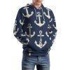 Anchors Nautical Pattern Adult Hoodies Pullover Hooded Sweatshirts Long Sleeve Sweater Tops with Pocket