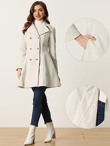 Winter Long Coat for Women's Lapel Collar Double Breast Coats