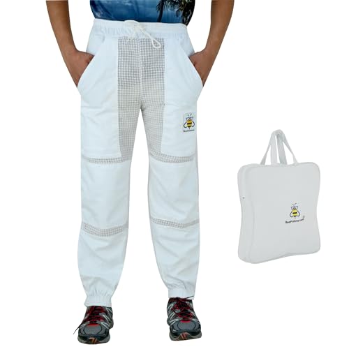 BeeProGear Sting-Proof Beekeeping Pants for Men & Women, Ventilated 3-Layer Mesh Bee Trousers with Tool Pockets & Carry Bag.