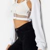 Women Long Sleeve Cropped Super Crop Top Hoodies Sweatshirt Aesthetic Punk Hip Hop Dance Sexy Rave Cloth