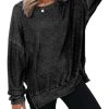 Womens Oversized Waffle Knit Crewneck Sweatshirts Long Sleeve Side Slits Casual Pullover Sweatshirt Tops