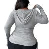 Womens Hooded Tops Sexy V Neck Slim Fit Long Sleeve Shirts