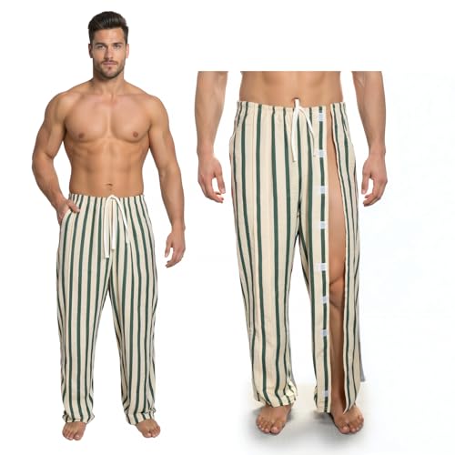 Tearaway Post-Surgery Recovery Pajamas Pants with Velcro Closure, ACL, Hip ，Knee Surgery Burn Care Essentials