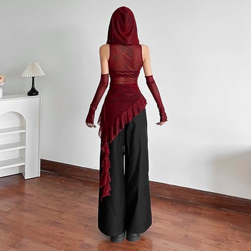 Hoodies Vest Top for Women Y2k Wasteland Rogue Medieval Tops Sleeveless Going Out Hooded Tops Streetwear