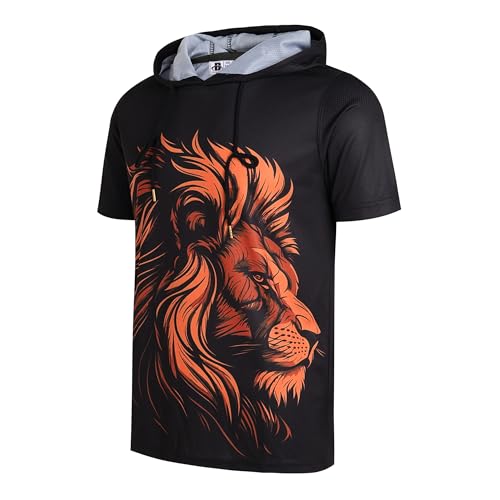 DEHANER Dry Fit Short Sleeve Hoodies For Men Workout Gym Athletic Pullover T-Shirts Lightweight Sweatshirts