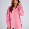Womens Oversized Half Zip Hoodies Long Sleeve Textured Casual Sweatshirts Loose Fall Pullover Tops with Pockets