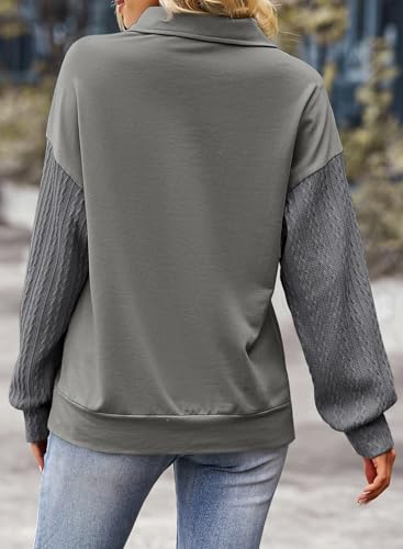 Womens Casual Long Sleeve Half Zip Sweatshirt Loose Pullover Tops Fall Fashion 2025 Quarter Zipper Hoodies