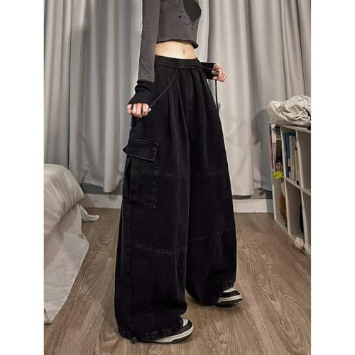 Baggy Cargo Pants for Women Men Y2k Wide Leg Sweatpants High Waisted Drawstring Pants Hip Hop Clothes