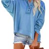 Hoodies for Women 2024 Fashion Fall V Neck Button Down Long Sleeve Hooded Sweatshirts Tops