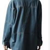 Women Casual Long Sleeve Denim Pullover Top Jean Shirt Turndown V Neck Oversized Denim Shirt Hoodie Sweatshirt