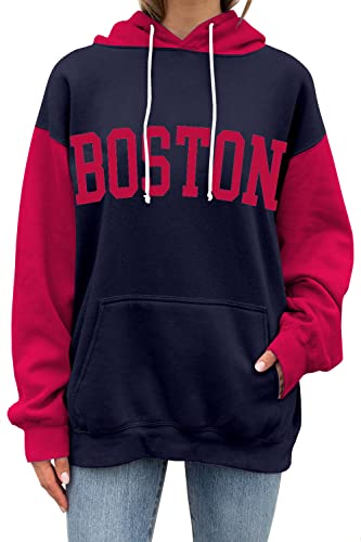 Womens Pullover Hoodies Oversized Graphic Color Block Novelty Hoodie Sweatshirts with Pockets