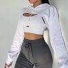 Women Long Sleeve Cropped Super Crop Top Hoodies Sweatshirt Aesthetic Punk Hip Hop Dance Sexy Rave Cloth
