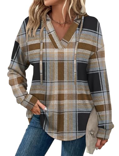 Hoodies for Women Trendy Fall Fashion 2025 V Neck Oversized Sweatshirt Plus Size Tops Clothes
