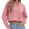 Women's Drawstring Cropped Hoodie Casual Hoodies for Women Workout Crop Tops Sweatshirt Long Sleeve Crop Top