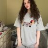 Mens Oversized Graphic Tees Dog Embroidery Casual Women Tshirts Short Sleeve Top Cotton Cute Tee Shirt
