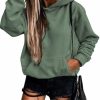Women's Casual Hoodies Long Sleeve Solid Lightweight Pullover Tops Loose Sweatshirt with Pocket