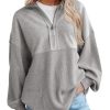 Womens Fall Sweatshirt Casual Waffle Knit Half Zip Pullover Loose Long Sleeve Tops