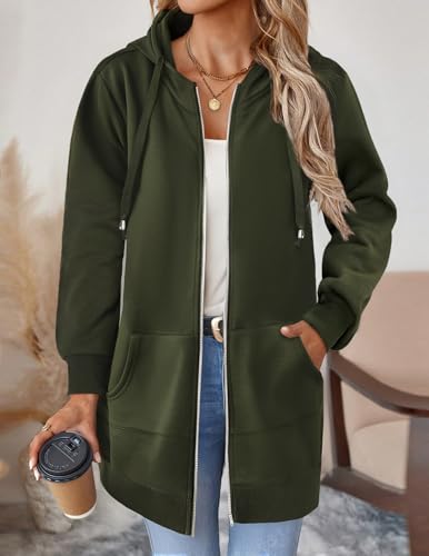 Zip Up Hoodies For Women Long Sleeve Oversized Sweatshirts Casual Lightweight Fleece Jackets With Pockets