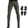 Men Women Motorcycle Riding Jeans Protective Pants Knight Hockey Biker Armor Pants (M=30, Army Green)