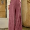 Women's Corduroy Pants Casual High Waisted Baggy Wide Leg Elastic Waist Loose Trousers with Pockets