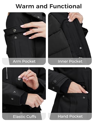 Women's Quilted Winter Coat Warm Puffer Jacket Thicken Parka with Removable Hood