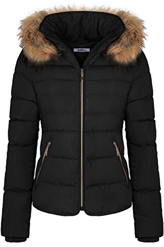 Thickened Winter Puffer Jacket with Removable Faux Fur Hood Fleece Lining