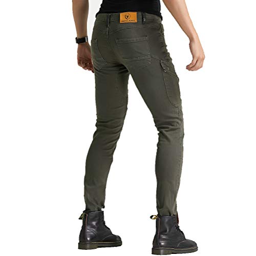 Men Women Motorcycle Riding Jeans Protective Pants Knight Hockey Biker Armor Pants (M=30, Army Green)
