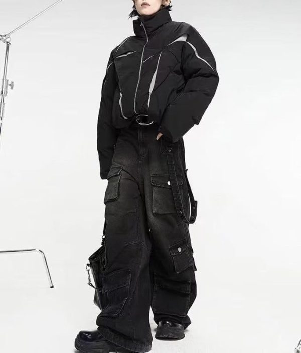 Men's Baggy Jeans Y2k Goth Wide Leg with Multiple Pockets Women Fashion 90s Hiphop Cargo Pants Y2k Harajuku Streetwear