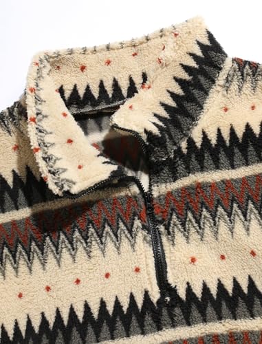 Men 1/4 Zipper Sweatshirt Ethnic Aztec Printed Kangaroo Pocket Fall Winter Pullovers Jacket Unisex Hoodie Tops