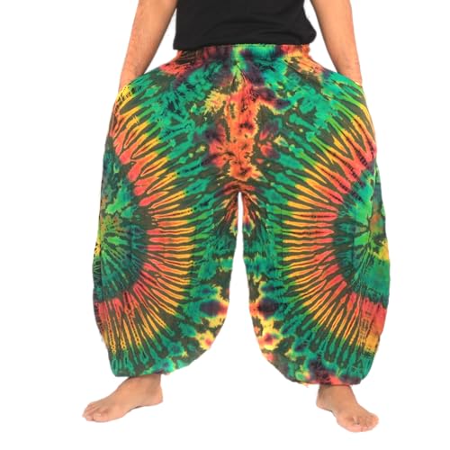 Men's Women's Tie Dye Harem Balloon Pants – Wide Leg, Loose Fit, Elasticated Waistband, Lounge Wear
