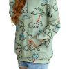 Women Dinosaur Funny Hoodie Sweatshirt Pocket Crewneck Casual Loose Cute Tops Long Sleeve Hoodied Pullover Shirt