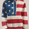 Unisex USA American Flag Print 4th of July Patriotic Long Sleeve Pockets Slim Pullover Hoodie Sweatshirt