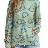 Women Dinosaur Funny Hoodie Sweatshirt Pocket Crewneck Casual Loose Cute Tops Long Sleeve Hoodied Pullover Shirt