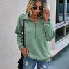 Women's Casual Long Sleeve Lapel Zipper Sweatshirt Drawstring Loose Pullover Tops