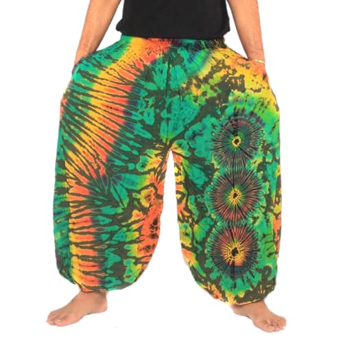 Men's Women's Tie Dye Harem Balloon Pants – Wide Leg, Loose Fit, Elasticated Waistband, Lounge Wear