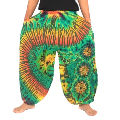 Men's Women's Tie Dye Harem Balloon Pants – Wide Leg, Loose Fit, Elasticated Waistband, Lounge Wear