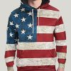 Unisex USA American Flag Print 4th of July Patriotic Long Sleeve Pockets Slim Pullover Hoodie Sweatshirt