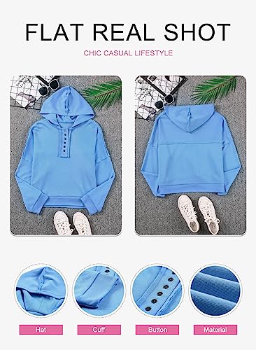 Hoodies for Women 2024 Fashion Fall V Neck Button Down Long Sleeve Hooded Sweatshirts Tops